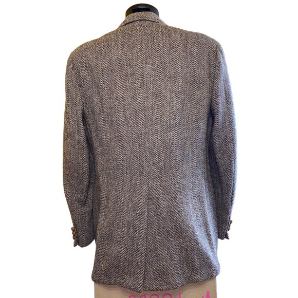 Stanley Blacker Tweed Blazer 44 Men Brown Harris Academy Award Clothes Los Angel - Picture 5 of 11